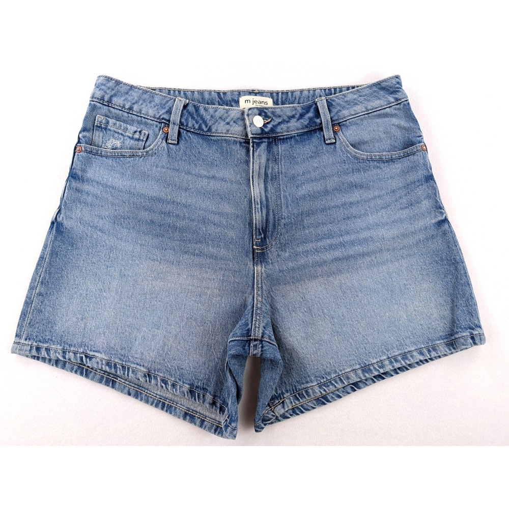 Maurices m jeans Women 14 Blue High Rise Denim Shorts Medium Wash Cotton